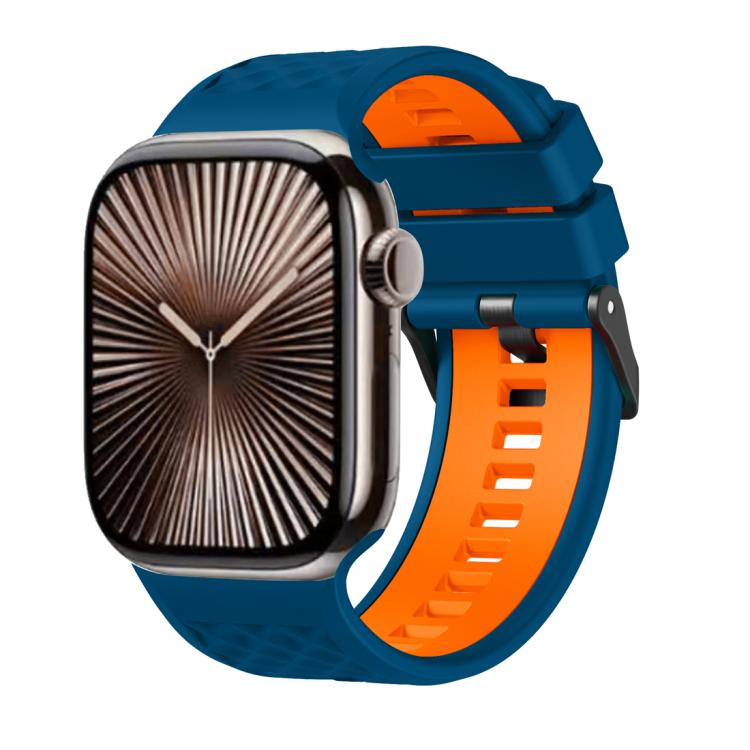 Diamond Texture Two Color Silicone Watch Band, For Apple Watch 46mm / 49mm / 45mm / 44mm