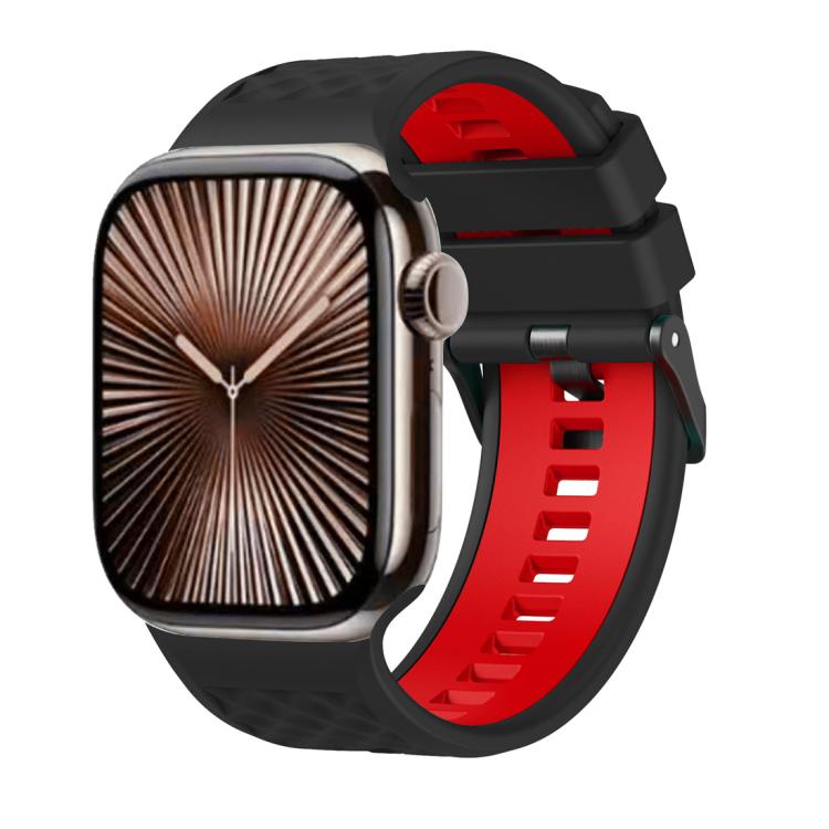 Diamond Texture Two Color Silicone Watch Band, For Apple Watch 46mm / 49mm / 45mm / 44mm