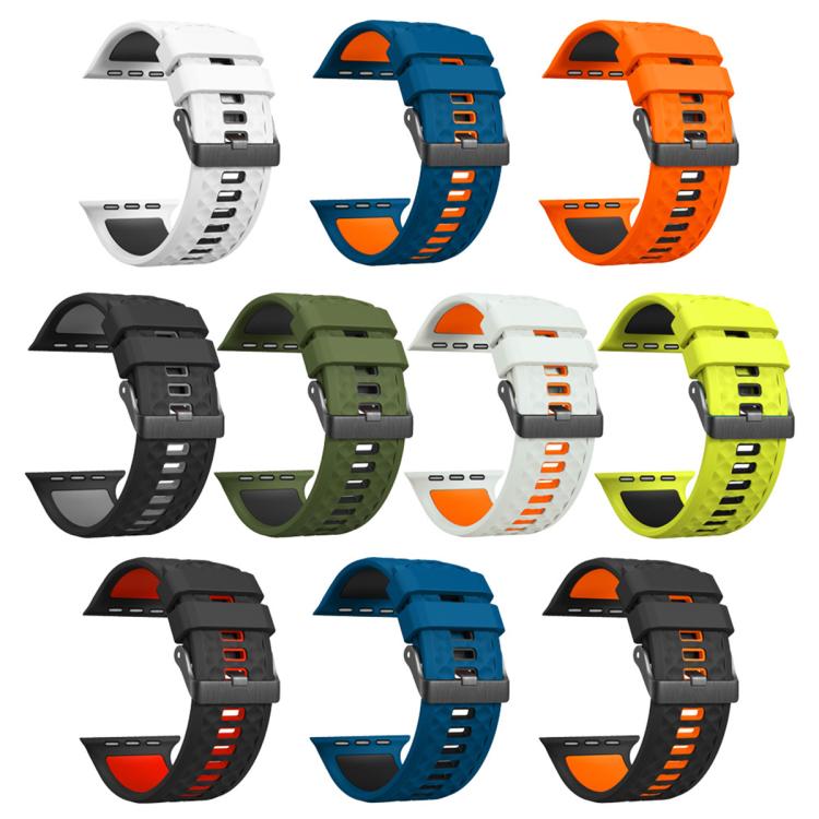 Diamond Texture Two Color Silicone Watch Band, For Apple Watch 46mm / 49mm / 45mm / 44mm