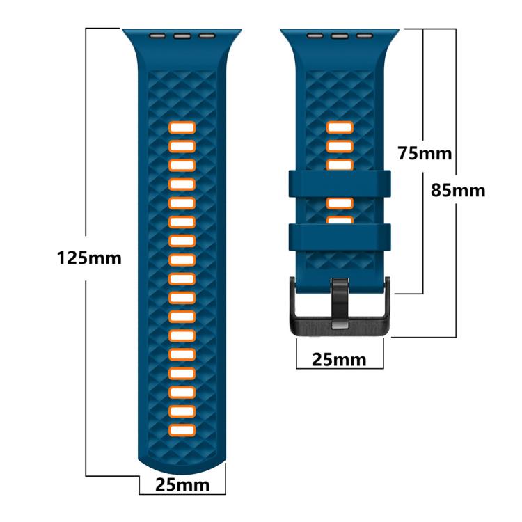 Diamond Texture Two Color Silicone Watch Band, For Apple Watch 46mm / 49mm / 45mm / 44mm