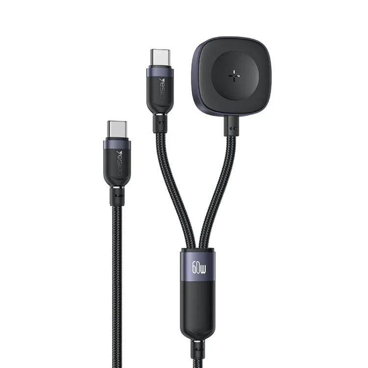 كابل شحن Yesido CA136C بقوة 60 واط USB-C / Type-C إلى Type-C وiWatch 2 في 1، CA136C