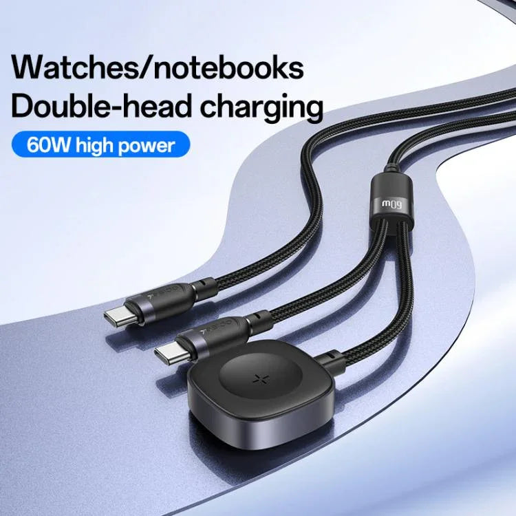 كابل شحن Yesido CA136C بقوة 60 واط USB-C / Type-C إلى Type-C وiWatch 2 في 1، CA136C