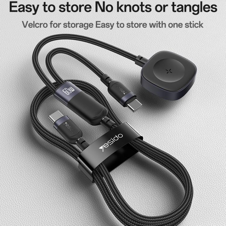 كابل شحن Yesido CA136C بقوة 60 واط USB-C / Type-C إلى Type-C وiWatch 2 في 1، CA136C