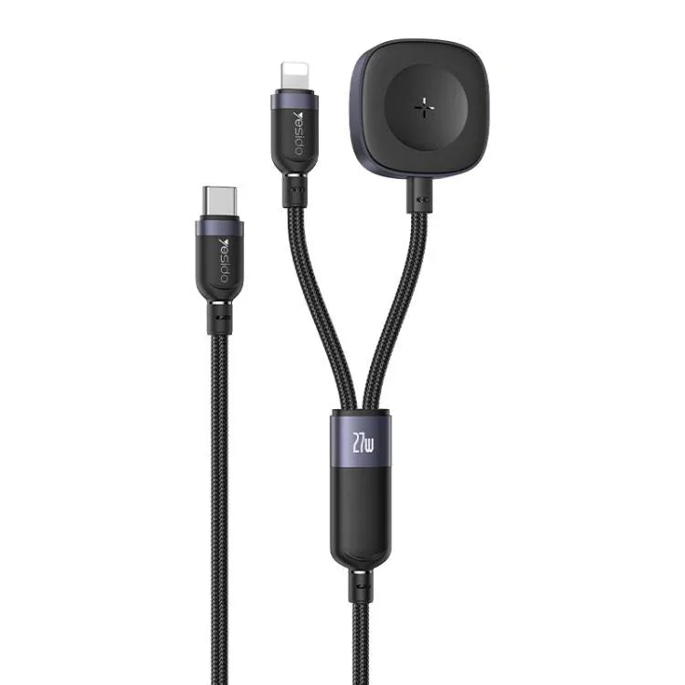 كابل شحن Yesido CA136L بقوة 27 واط USB-C / Type-C إلى 8 دبابيس وiWatch 2 في 1، CA136L