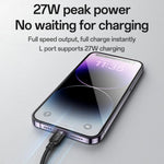 كابل شحن Yesido CA136L بقوة 27 واط USB-C / Type-C إلى 8 دبابيس وiWatch 2 في 1، CA136L