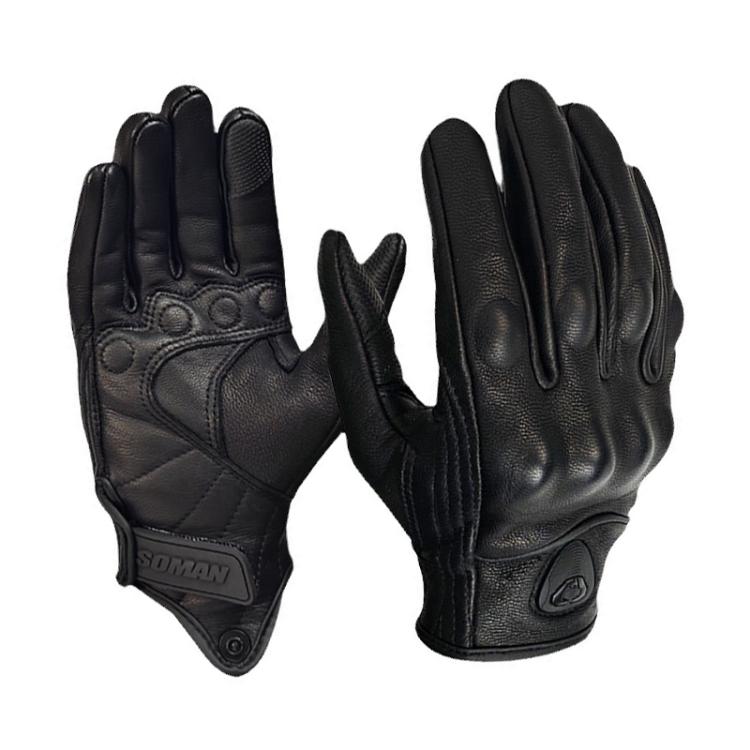 SOMAN MG-24 Motorcycle Sheepskin Gloves Touch Screen Off-road Riding Retro Gloves, M, L