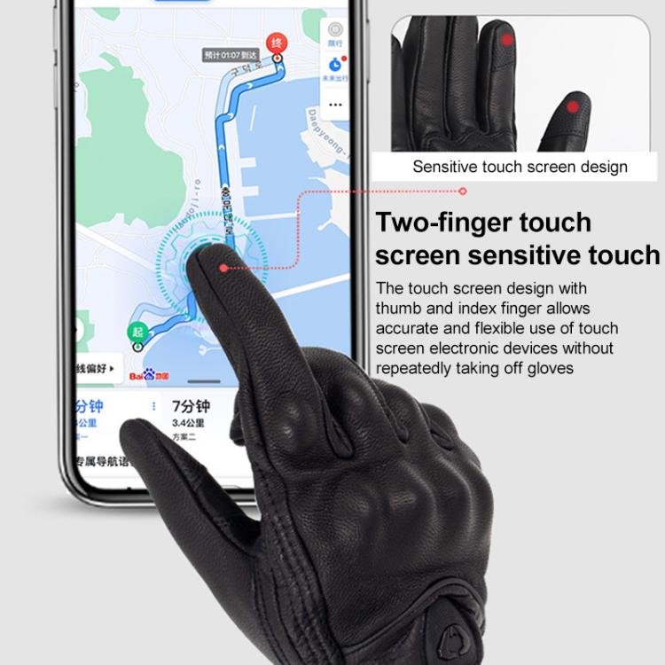 SOMAN MG-24 Motorcycle Sheepskin Gloves Touch Screen Off-road Riding Retro Gloves, M, L