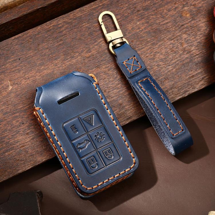 For Volvo XC60 / XC90 / S90 6-button C047 Crazy Horse Cowhide Car Key Protection Cover, For Volvo XC60 6-button, For Volvo XC60 / XC90 / S90 6-button
