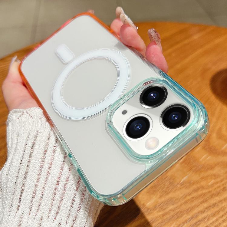 غطاء هاتف شفاف بتدرج لون متباين مع MagSafe، لهواتف iPhone 11، iPhone 11 Pro