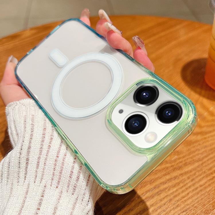 غطاء هاتف شفاف بتدرج لون متباين مع MagSafe، لهواتف iPhone 11، iPhone 11 Pro