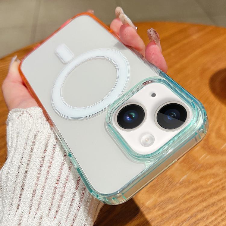 غطاء هاتف شفاف بتدرج لون متباين مع MagSafe، لهواتف iPhone 14 Plus، iPhone 14، iPhone 14 Pro، iPhone 14 Pro Max، iPhone 13 Pro Max، iPhone 13 Pro، iPhone 13، iPhone 13 mini، iPhone 12 / 12 Pro، iPhone 12 Pro