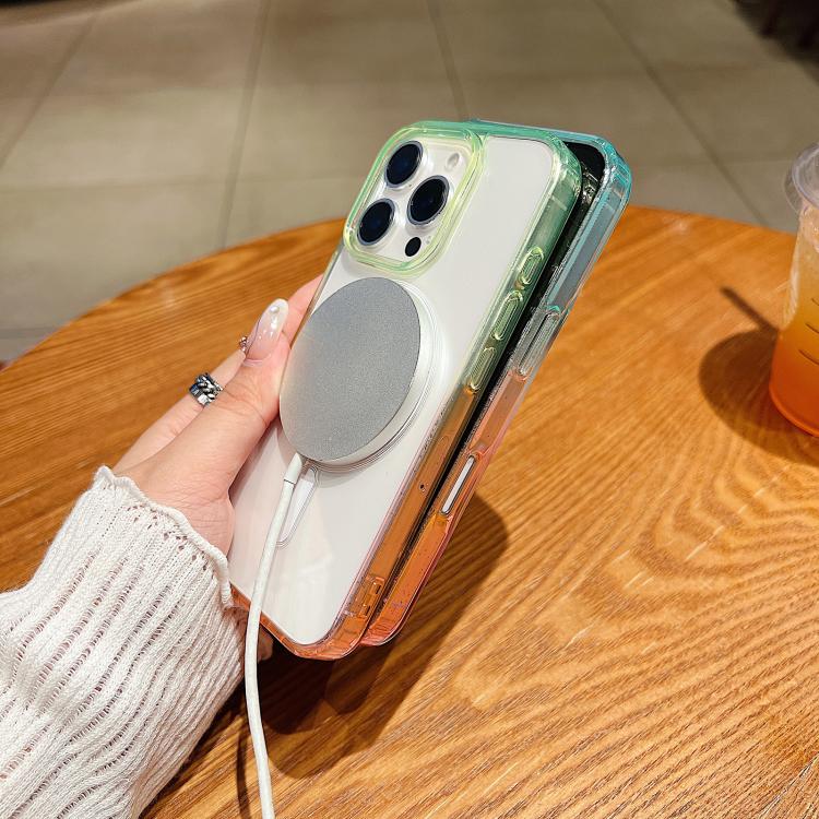 غطاء هاتف شفاف بتدرج لون متباين مع MagSafe، لهواتف iPhone 11، iPhone 11 Pro