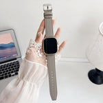 xDfind Schwarzes Haifisch-Armband aus feinem Leder, passend für Apple Watch 42 / 44 / 45 / 46 / 49 mm, Apple Watch 38 / 40 / 41 / S10 42 mm