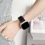 xDfind Schwarzes Haifisch-Armband aus feinem Leder, passend für Apple Watch 42 / 44 / 45 / 46 / 49 mm, Apple Watch 38 / 40 / 41 / S10 42 mm