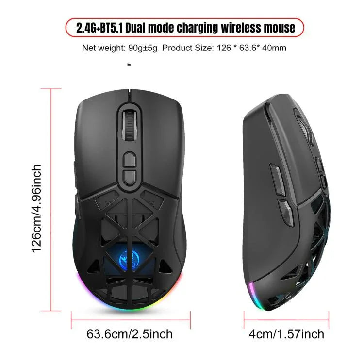 HXSJ T26 Dual Modes 2.4G BT5.1 Rechargeable Wireless Mouse, T26