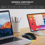 HXSJ T66 3 Modes Wired 2.4G BT5.3 Wireless RGB Rechargeable Mouse, T66