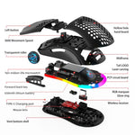 HXSJ T66 3 Modes Wired 2.4G BT5.3 Wireless RGB Rechargeable Mouse, T66