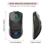 HXSJ T66 3 Modes Wired 2.4G BT5.3 Wireless RGB Rechargeable Mouse, T66
