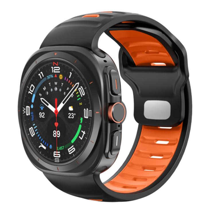 Striped Two Color Silicone Watch Band, For Samsung Galaxy Watch Ultra 47mm / Ultra 2025