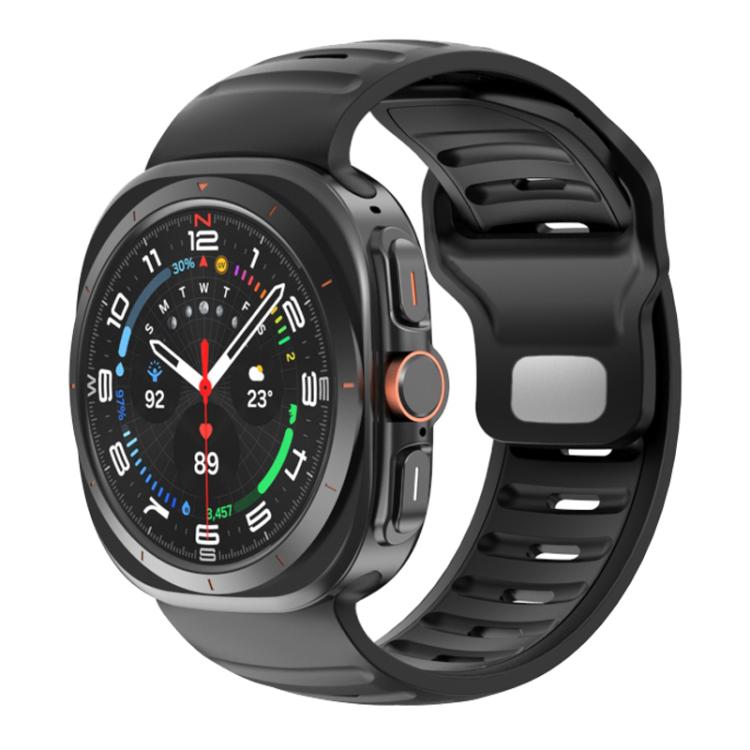 Striped Two Color Silicone Watch Band, For Samsung Galaxy Watch Ultra 47mm / Ultra 2025