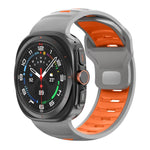 Striped Two Color Silicone Watch Band, For Samsung Galaxy Watch Ultra 47mm / Ultra 2025