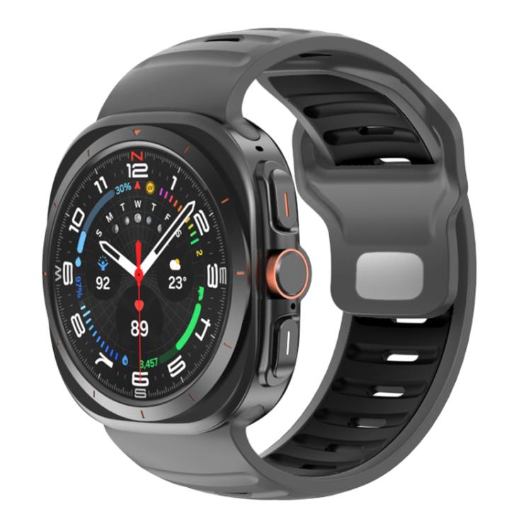 Striped Two Color Silicone Watch Band, For Samsung Galaxy Watch Ultra 47mm / Ultra 2025