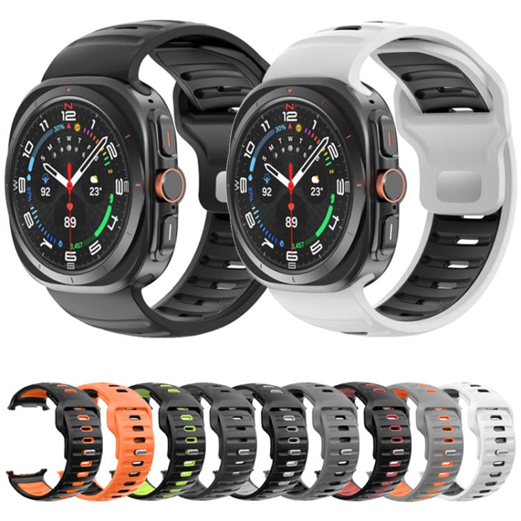 Striped Two Color Silicone Watch Band, For Samsung Galaxy Watch Ultra 47mm / Ultra 2025