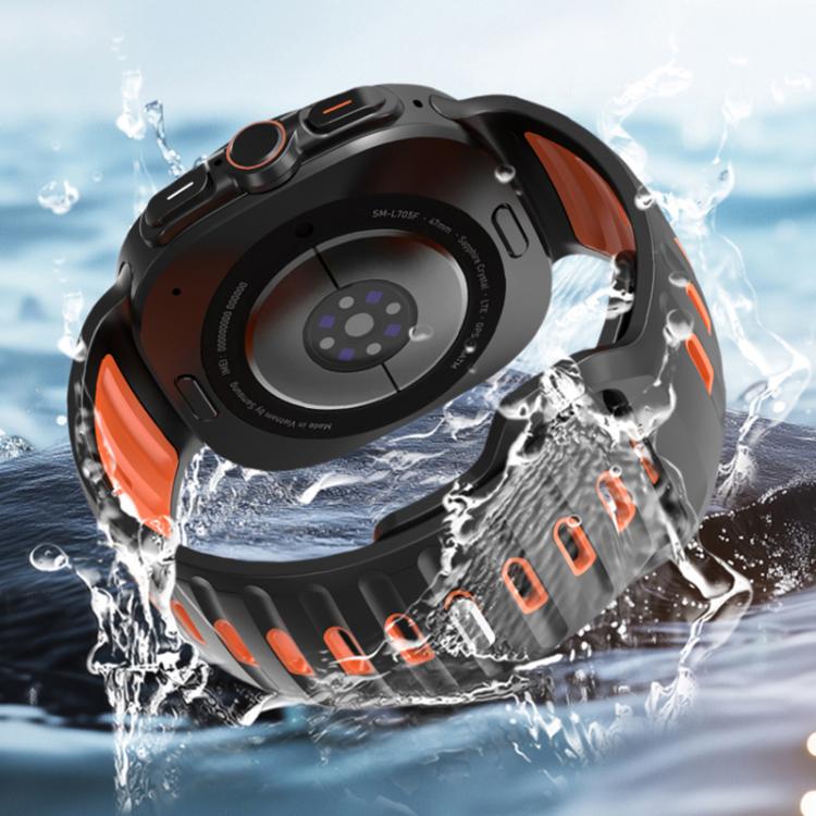 Striped Two Color Silicone Watch Band, For Samsung Galaxy Watch Ultra 47mm / Ultra 2025