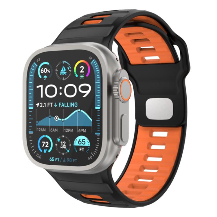 Checkered Reverse Buckle Silicone Watch Band, For Apple Watch 46mm / 49mm / 45mm / 44mm