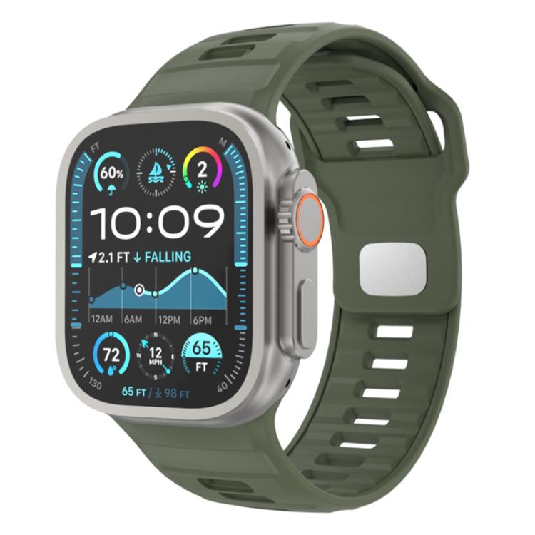 Checkered Reverse Buckle Silicone Watch Band, For Apple Watch 46mm / 49mm / 45mm / 44mm