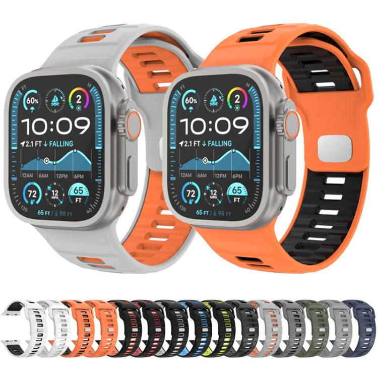 Checkered Reverse Buckle Silicone Watch Band, For Apple Watch 46mm / 49mm / 45mm / 44mm