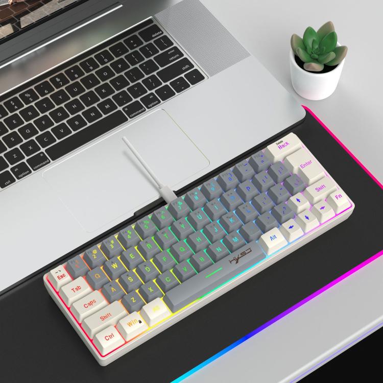 HXSJ V400 Wired Color Matching RGB Backlit Membrane Keyboard 63 Key Caps, Cable Length: 1.7m, V400 Beige + Grey, V400 Grey + Beige, V400 Beige + Grey + Orange, V400 Grey + Beige + Orange
