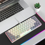 HXSJ V400 Wired Color Matching RGB Backlit Membrane Keyboard 63 Key Caps, Cable Length: 1.7m, V400 Beige + Grey, V400 Grey + Beige, V400 Beige + Grey + Orange, V400 Grey + Beige + Orange