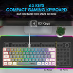 HXSJ V400 Wired Color Matching RGB Backlit Membrane Keyboard 63 Key Caps, Cable Length: 1.7m, V400 Beige + Grey, V400 Grey + Beige, V400 Beige + Grey + Orange, V400 Grey + Beige + Orange