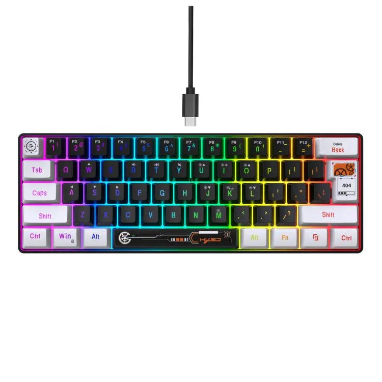 HXSJ V700WB Wired RGB Backlit Membrane Keyboard 61 Key Caps, Cable Length: 1.7m, V700WB