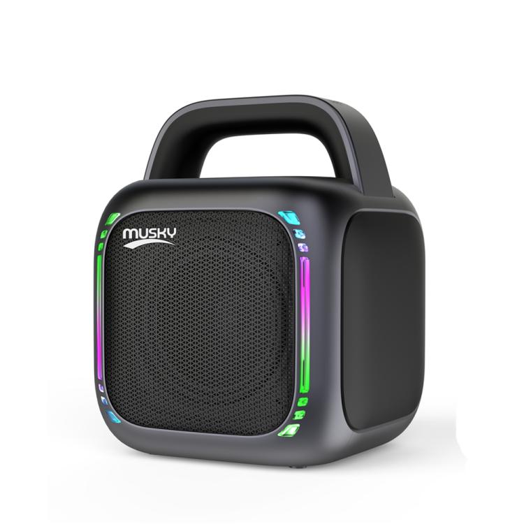 MS6K Portable RGB Dazzling Bluetooth Speaker Outdoor Karaoke Subwoofer, No Mic, Dual Mic