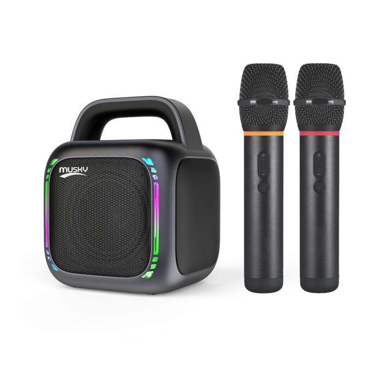 MS6K Portable RGB Dazzling Bluetooth Speaker Outdoor Karaoke Subwoofer, No Mic, Dual Mic