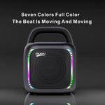 MS6K Portable RGB Dazzling Bluetooth Speaker Outdoor Karaoke Subwoofer, No Mic, Dual Mic