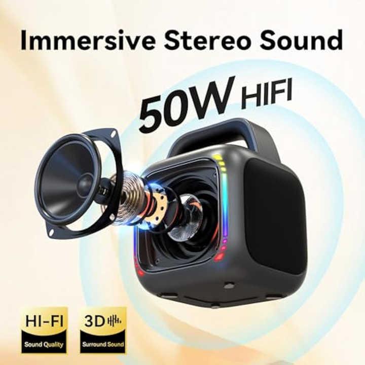 MS6K Portable RGB Dazzling Bluetooth Speaker Outdoor Karaoke Subwoofer, No Mic, Dual Mic