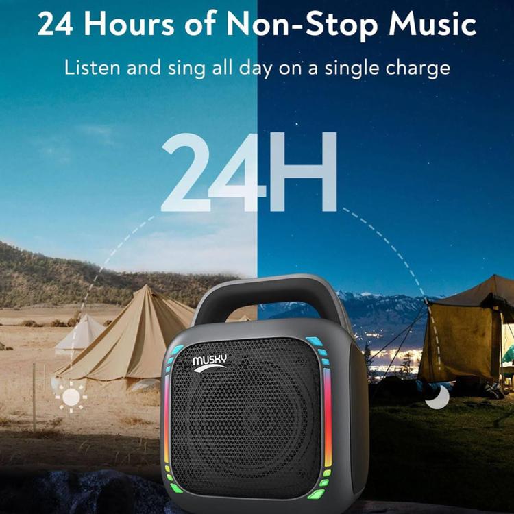 MS6K Portable RGB Dazzling Bluetooth Speaker Outdoor Karaoke Subwoofer, No Mic, Dual Mic