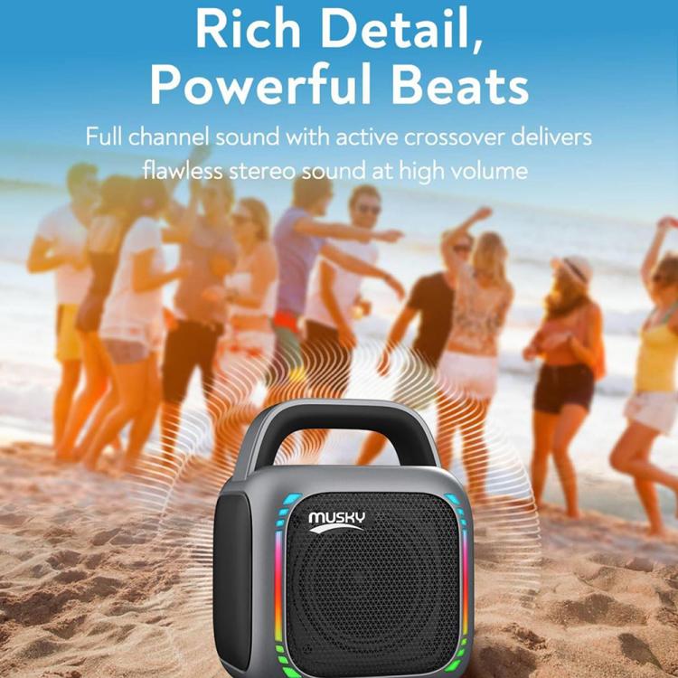 MS6K Portable RGB Dazzling Bluetooth Speaker Outdoor Karaoke Subwoofer, No Mic, Dual Mic