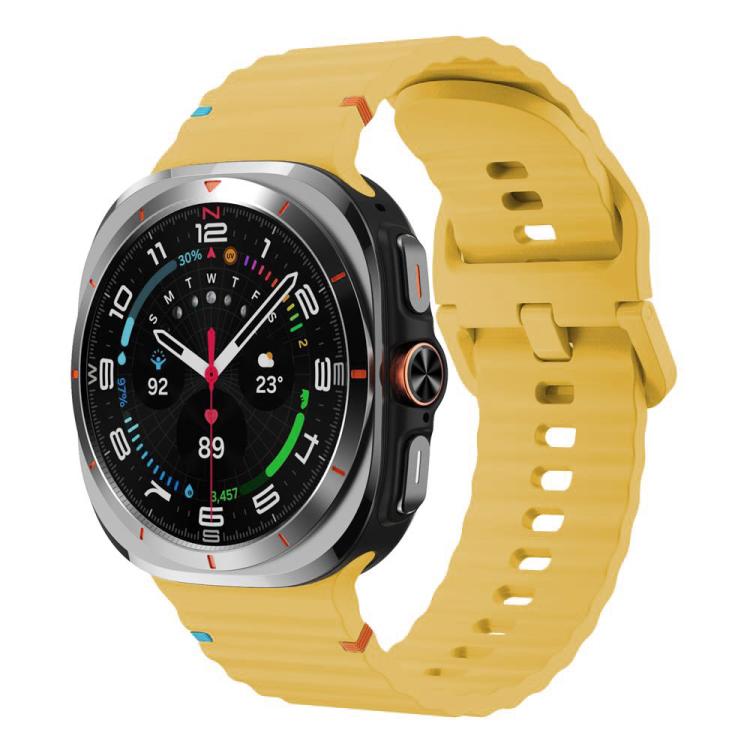 For Samsung Galaxy Watch8 Classic 46mm / Watch8 44mm / 40mm xDfind Wavy Grain Stitched Silicone Watch Band, L