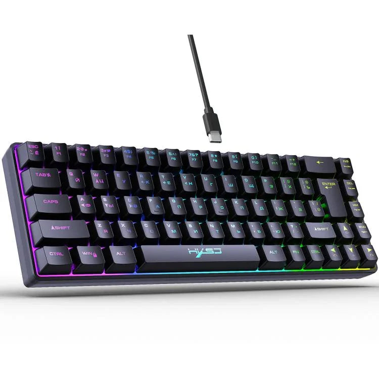 HXSJ V200 Russian Version Wired RGB Backlit Mechanical Keyboard 68 Key Caps, Cable Length: 1.7m, V200 Russian Version Black, V200 Russian Version White