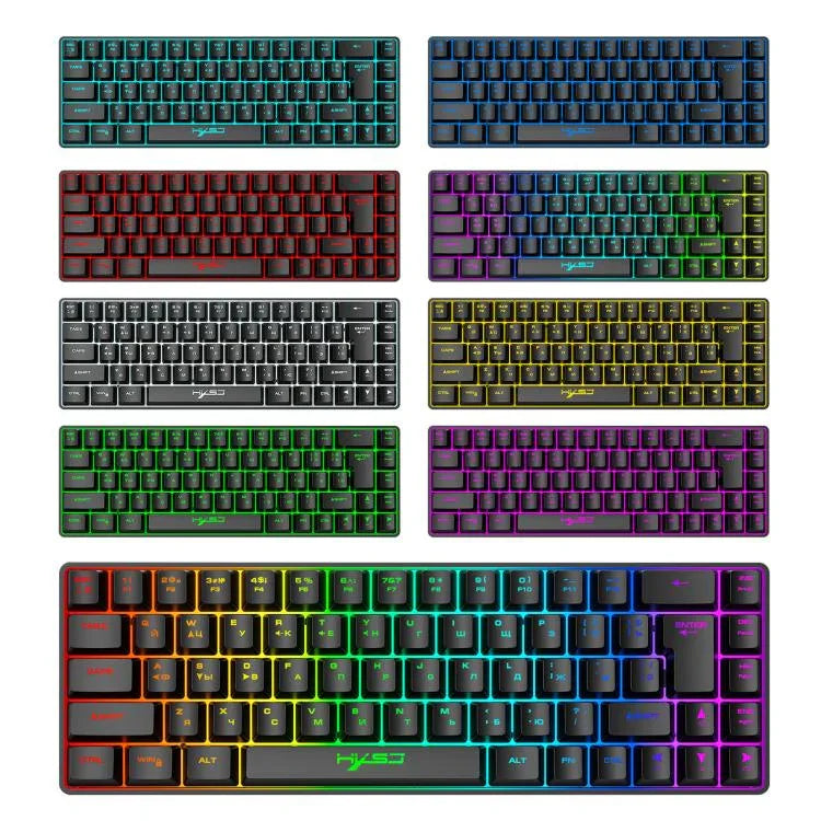 HXSJ V200 Russian Version Wired RGB Backlit Mechanical Keyboard 68 Key Caps, Cable Length: 1.7m, V200 Russian Version Black, V200 Russian Version White