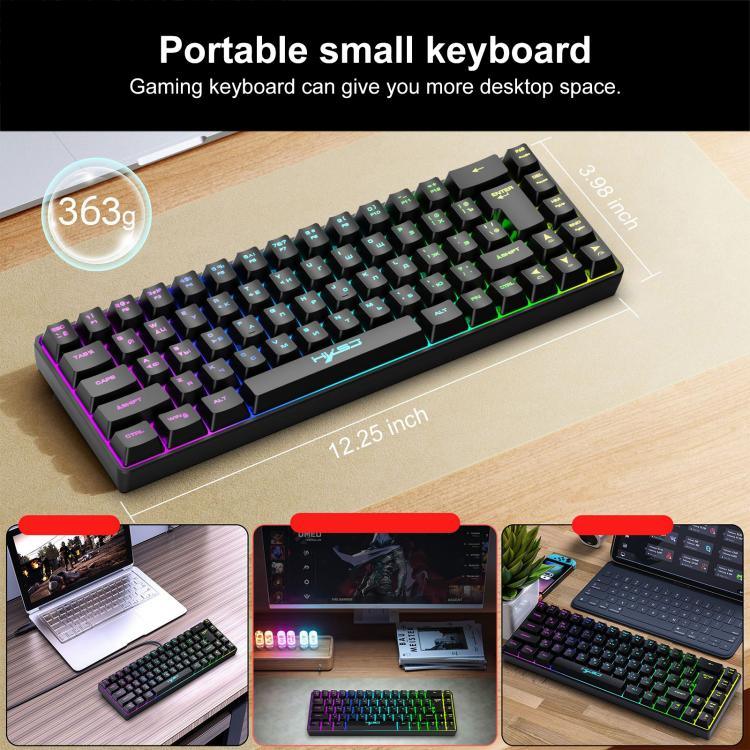 HXSJ V200 Russian Version Wired RGB Backlit Mechanical Keyboard 68 Key Caps, Cable Length: 1.7m, V200 Russian Version Black, V200 Russian Version White
