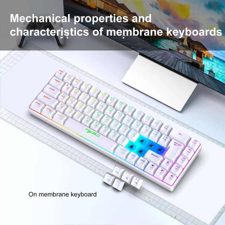 HXSJ V200 Russian Version Wired RGB Backlit Mechanical Keyboard 68 Key Caps, Cable Length: 1.7m, V200 Russian Version Black, V200 Russian Version White