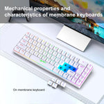 HXSJ V200 Russian Version Wired RGB Backlit Mechanical Keyboard 68 Key Caps, Cable Length: 1.7m, V200 Russian Version White
