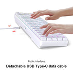 HXSJ V200 Russian Version Wired RGB Backlit Mechanical Keyboard 68 Key Caps, Cable Length: 1.7m, V200 Russian Version Black, V200 Russian Version White