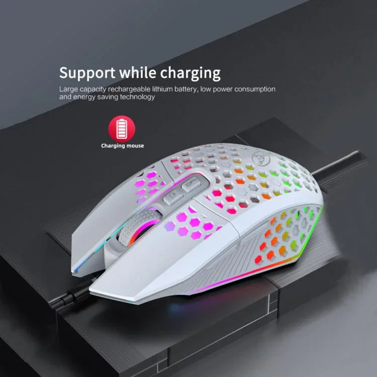 HXSJ T500 Hole Mouse 2.4G Backlight Rechargeable Wireless Mouse