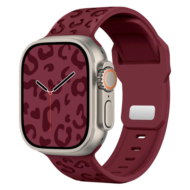 Buckle Concave Leopard Silicone Watch Band, For Apple Watch 46mm / 49mm / 45mm / 44mm, For Apple Watch 42mm / 41mm / 40mm / 38mm